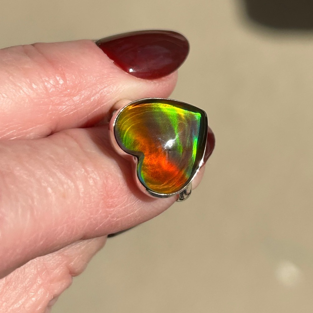 925 Sterling Silver Royal Opal Heart-Shaped Ring - Picture 8 of 15